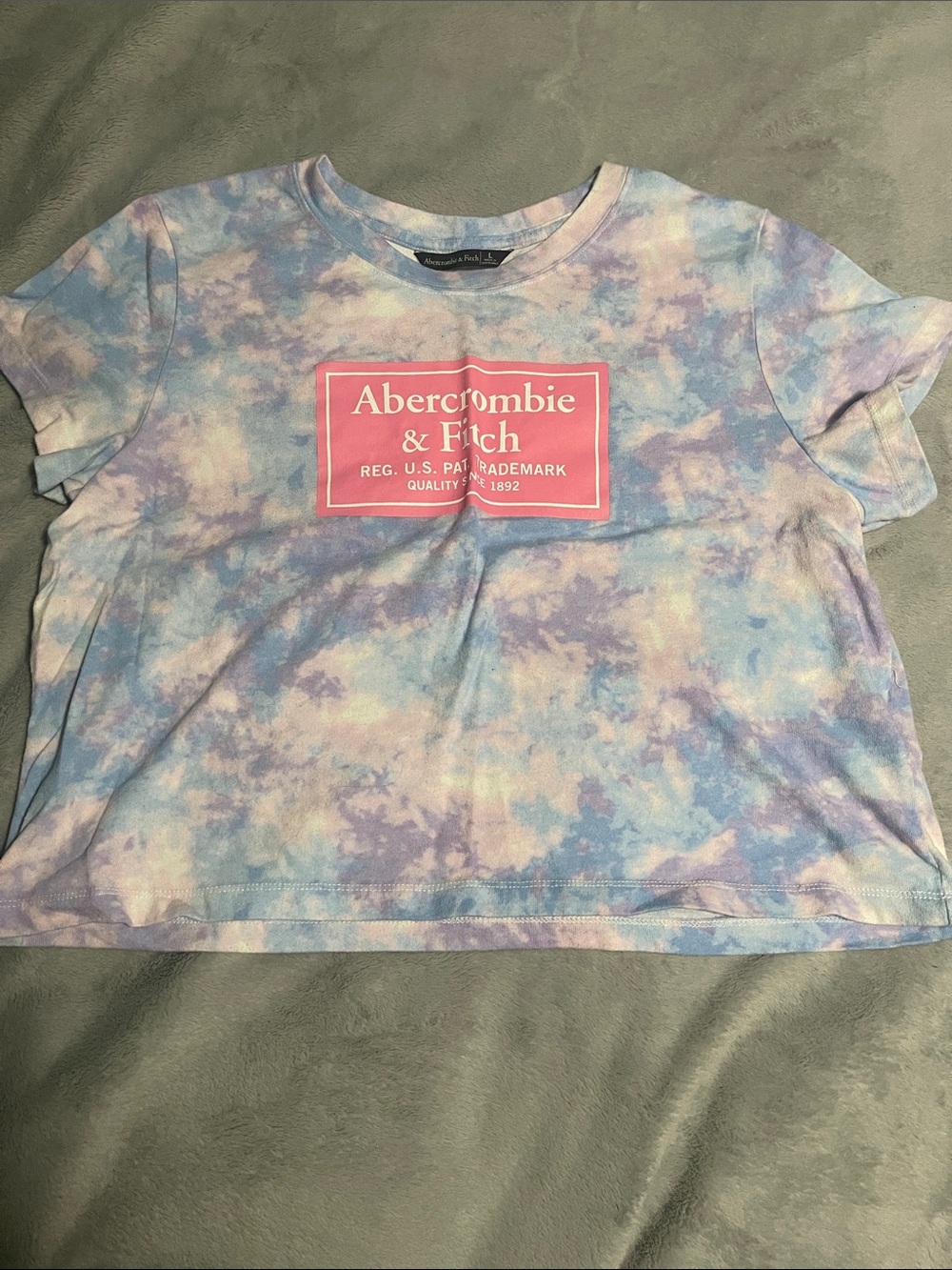 Abercrombie & Fitch Pastel Tie-Dye Crop Tee with Pink Logo